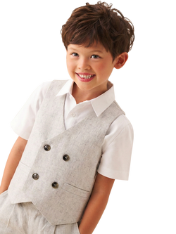 Angel & Rocket Kids' Luca Melange Waistcoat and Shirt Set, Grey, Grey