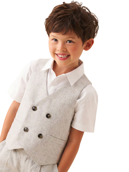 Angel & Rocket Kids' Luca Melange Waistcoat and Shirt Set, Grey, Grey