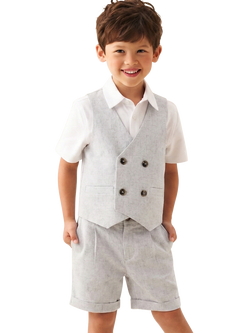 Angel & Rocket Kids' Luca Melange Waistcoat and Shirt Set, Grey - view 2, Grey