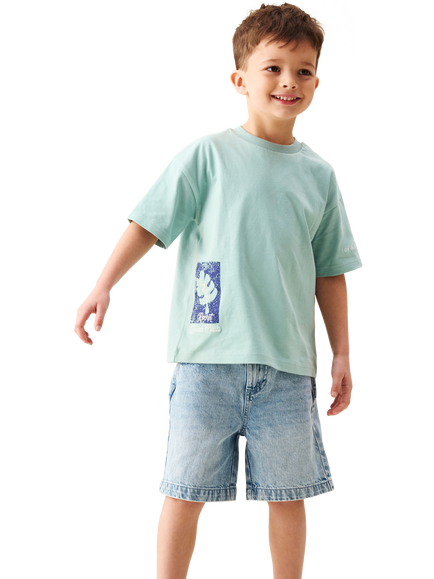 Angel & Rocket Kids' Logan Graphic Back T-Shirt, Teal - view 2, Teal