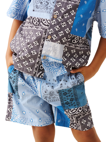 Angel & Rocket Kids' Bryson Bandana Print Shorts, Blue, Blue