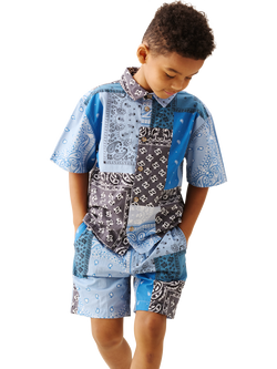 Angel & Rocket Kids' Bryson Bandana Print Shorts, Blue - view 2, Blue