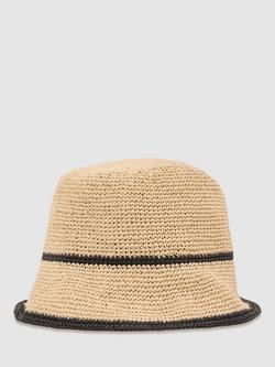 Reiss Kids' Edith Tipped Straw Effect Hat, Natural, Natural