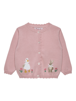 Trotters Baby Duck and Bunny Cardigan, Pink, Pink