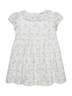 Trotters Baby Butterfly & Bird Dress, White Floral, White Floral