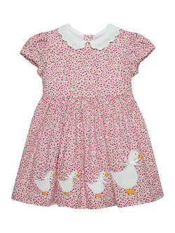 Trotters Baby Cherry Ditsy Petal Collar Dress, Red Cherry Ditsy, Red Cherry Ditsy