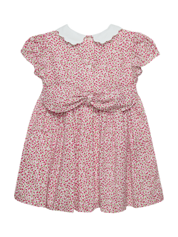 Trotters Baby Cherry Ditsy Petal Collar Dress, Red Cherry Ditsy - view 2, Red Cherry Ditsy