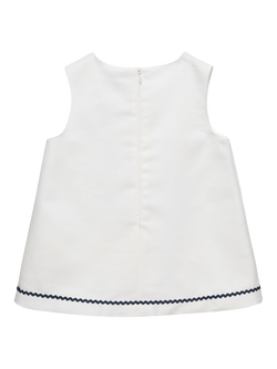 Trotters Baby Mia Pique Dress, White/Navy - view 2, White / Navy