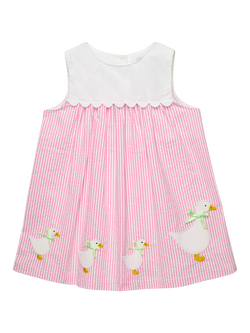 Trotters Baby Petal Bib Pinafore Duck Dress, Pink Stripe, Pink Stripe