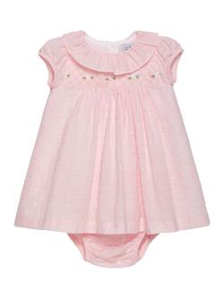 Trotters Baby My First Smocked Dress Set, Pale Pink Flowers, Pale Pink Flowers