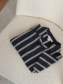 Reiss Kids' Emory Short Sleeve Striped Shirt - view 2, Navy/White