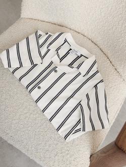 Reiss Kids' Emory Short Sleeve Striped Shirt, White/Navy - view 2, White/Navy