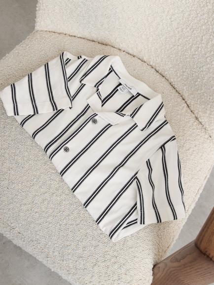 Reiss Kids' Emory Short Sleeve Striped Shirt - view 2, White/Navy