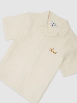 Reiss Kids' Sycamore Textured Short Sleeve Shirt, White - view 2, White