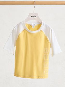 Reiss Kids' Baskin Short Sleeve Colour Block Logo T-Shirt, Yellow - view 2, Yellow
