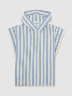 Reiss Kids' Dune Striped Hooded Towel Cape, Pale Blue, Pale Blue