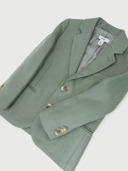 Reiss Kids' Atlantic Linen Single-Breasted Tailored Blazer, Sage Green - view 2, Sage Green