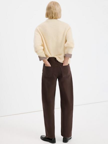 Mango High Rise Cropped Barrel Leg Jeans, Chocolate - view 2, Chocolate