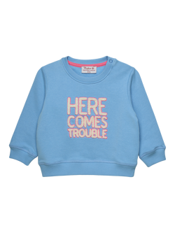Trotters Baby Here Comes Trouble Sweatshirt, Blue/Pink, Blue/Pink