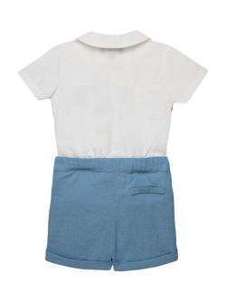 Trotters Kids' Rupert Poplin Shirt and Shorts Set, Fr Blue/White - view 2, Fr Blue/White
