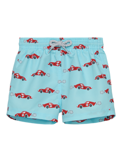 Trotters Baby Sebastian Car Swim Shorts, Pale Blue, Pale Blue/Car