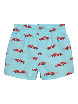 Trotters Baby Sebastian Car Swim Shorts, Pale Blue - view 2, Pale Blue/Car