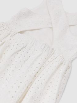 Reiss Kids' Malia Broderie Cross-Back Dress, White - view 2, White