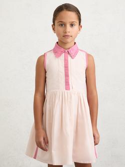 Mango Kids' Odela Colour Block Mini Dress, Light Pink