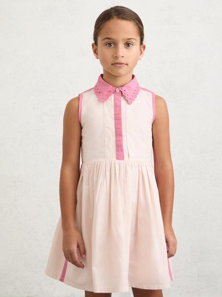 Reiss Kids' Odela Colour Block Mini Dress, Light Pink