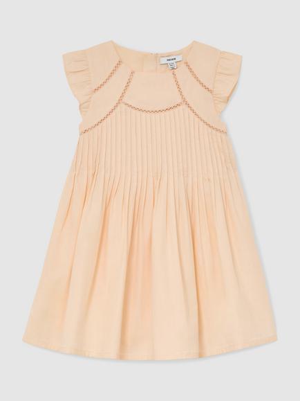 Reiss Kids' Pintuck Mini Dress, Peach - view 2, Peach