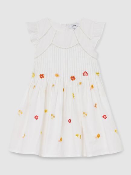 Reiss Kids' Floral Pintuck Mini Dress, White - view 2, White
