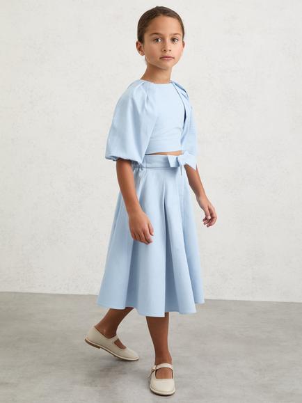 Reiss Kids' Gigi Pleated Skirt, Pale Blue - view 2, Pale Blue