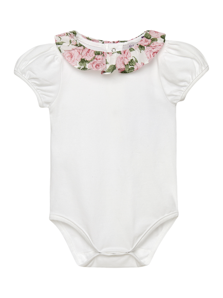 Trotters Baby Carline Rose Bodysuit, White/Pink, White/Pink