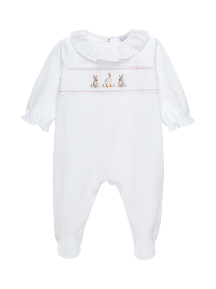 Trotters Baby Duck and Bunny All-In-One Bodysuit, White, White