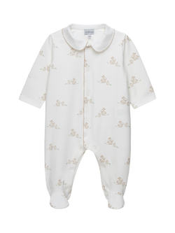 Trotters Baby Long Sleeve Bunny Print Bodysuit, Oatmeal, Oatmeal