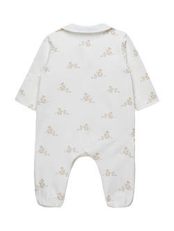 Trotters Baby Long Sleeve Bunny Print Bodysuit, Oatmeal - view 2, Oatmeal