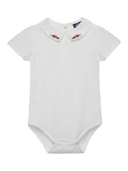 Trotters Baby Monty Car Bodysuit, White, White