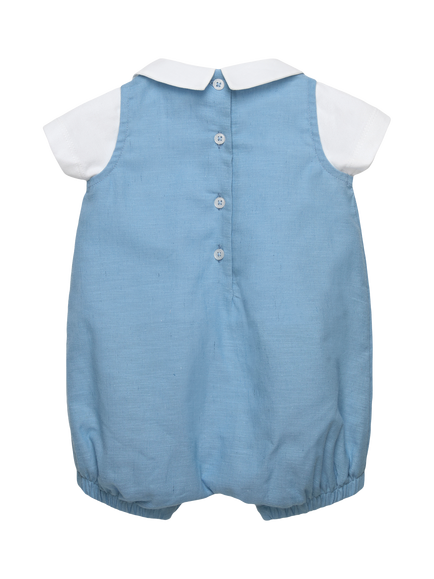 Trotters Baby Jasper Guardsman Romper Suit, French Blue - view 2, French Blue