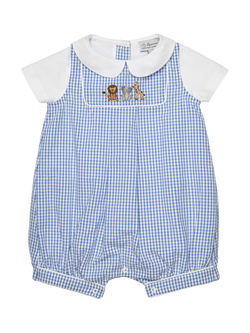 Trotters Baby Jasper Lion Romper Suit, Gingham, Pb Gingham