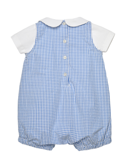 Trotters Baby Jasper Lion Romper Suit, Gingham - view 2, Pb Gingham