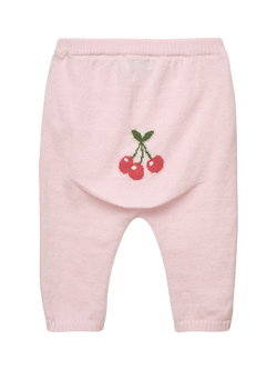 Trotters Baby Knitted Cherry Leggings, Pale Pink - view 2, Pale Pink