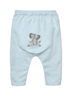 Trotters Baby Knitted Elephant Leggings, Pale Blue - view 2, Pale Blue