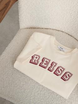 Reiss Kids' Leonard Short Sleeve Logo T-Shirt, Off White/Brick - view 2, Off White/Brick