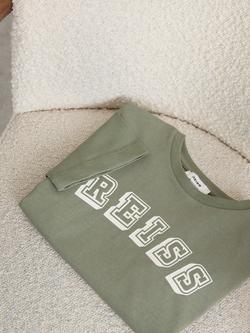 Reiss Kids' Leonard Logo Print Oversized T-Shirt, Sage/Off White - view 2, Sage/Off White
