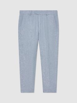 Reiss Kids' Atlantic Linen Tailored Fit Trousers, Soft Blue, Soft Blue