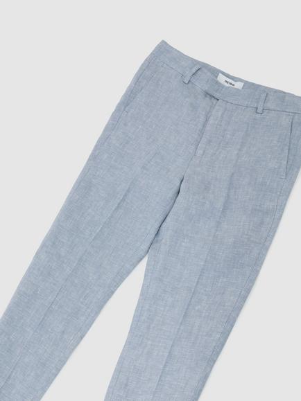 Reiss Kids' Atlantic Linen Tailored Fit Trousers, Soft Blue - view 2, Soft Blue