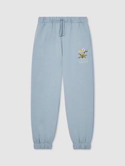Reiss Kids' Dodd Embroidered Tapered Drawstring Joggers, Pale Blue, Pale Blue