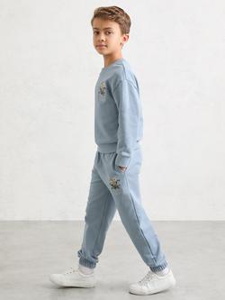 Reiss Kids' Dodd Embroidered Tapered Drawstring Joggers, Pale Blue - view 2, Pale Blue