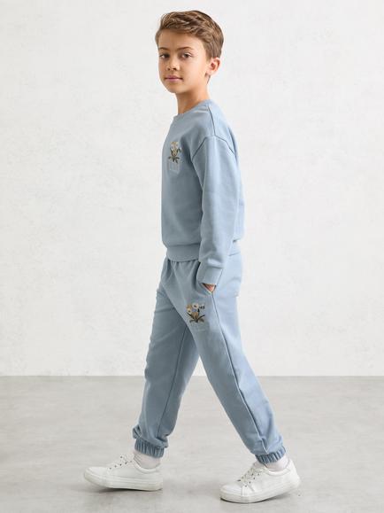 Reiss Kids' Dodd Embroidered Tapered Drawstring Joggers, Pale Blue - view 2, Pale Blue