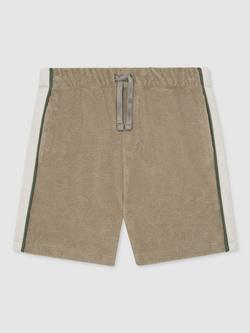 Reiss Kids' Raven Drawstring Shorts, Sage/White, Sage/White